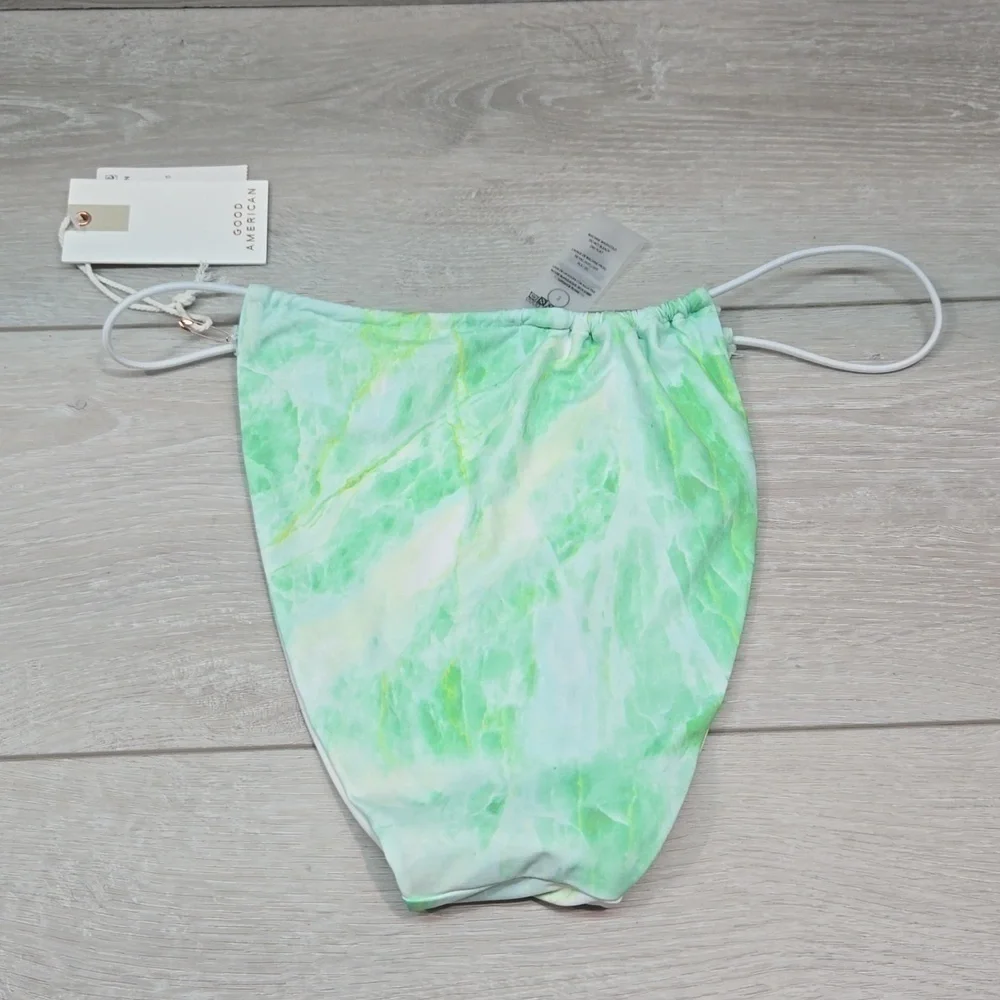 NWT Good American Women Green Marble Swim bottom sz 3/L